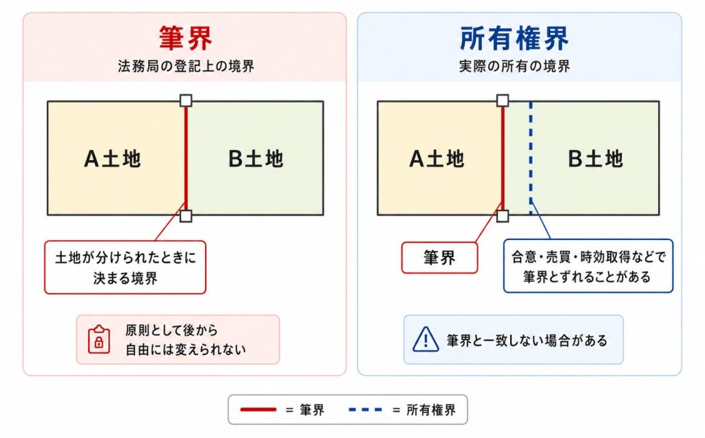 筆界と所有権界との違い
