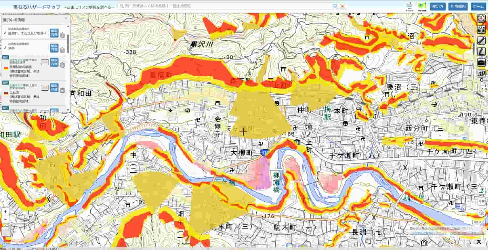 2023年7月21日時点のハザードマップ結果