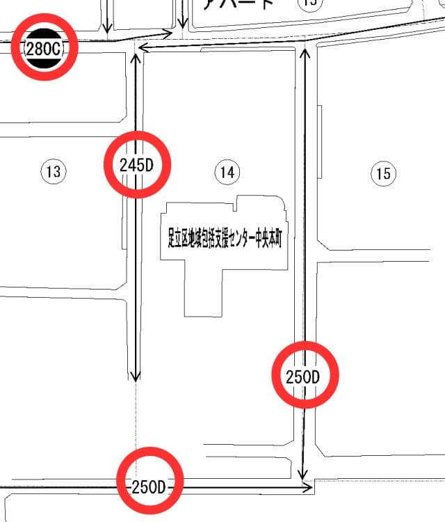 令和5年度の東京都足立区青井1、路線価図ページ番号50055の路線価の一部を拡大した図