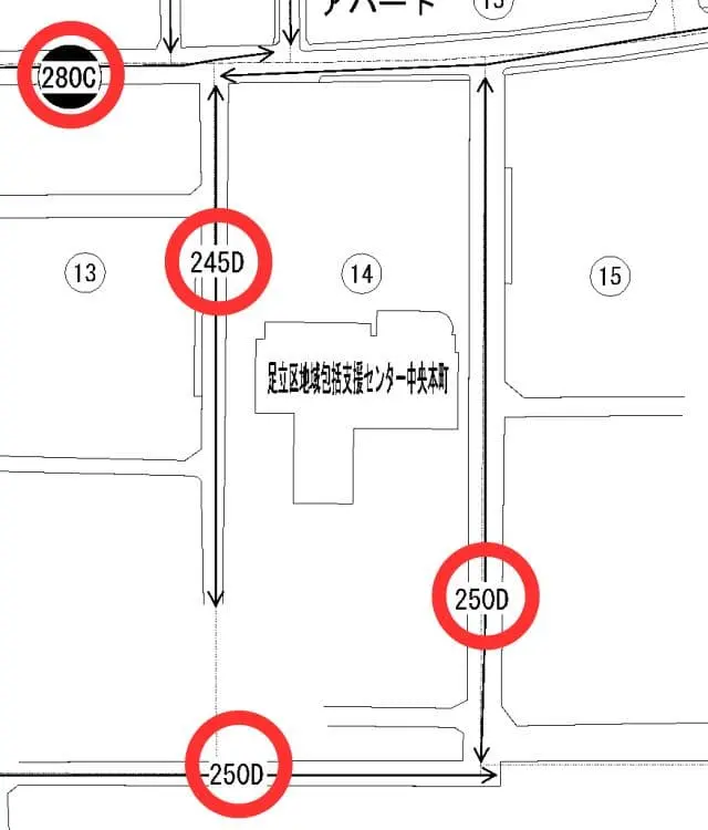 令和5年度の東京都足立区青井1、路線価図ページ番号50055の路線価の一部を拡大した図
