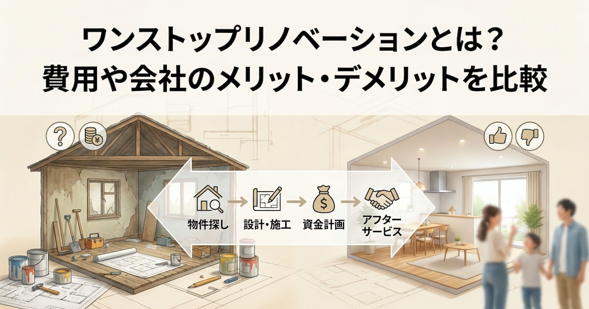 ワンストップリノベーションとは？費用や会社のメリット・デメリットを比較
